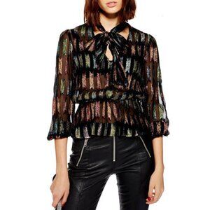 Topshop Rainbow Bow Lurex Blouse